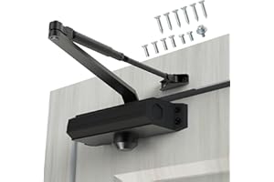 GEKRONE Automatic Door Closer Heavy Duty Fire Prevention Spring Hydraulic Aluminum Alloy Surface Mounted Residential Commerical Grade Door Closer Adjustable Speed Door Weights 99-187 Lbs Size2-Black