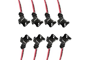 Polcatay 8 PCS Car Fuel Injector Connector, Standard Specification Injector Socket with Extended Pigtail Wiring Harness, Waterproof Shell + Copper Core Plug, Universal for Most Cars (Black)