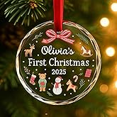 Personalized Baby’s First Christmas Ornament 2025, Custom Acrylic Ornament with Name, Cute Animal Design, Newborn Keepsake Gift, Baby Girl Boy First Holiday Tree Decoration, Christmas Nursery Decor/1