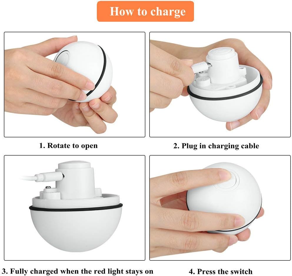 Pakoo Interactive Cat Toys Ball, Smart Automatic Rolling Kitten Toys, USB Rechargeable Motion Ball + Spinning Led Light with Timer Function, The Best Entertainment Exercise Gift for Your Kitty : Kitchen & Dining