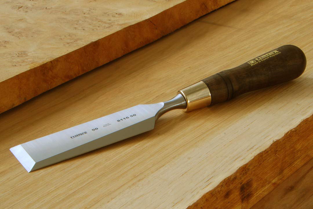 Narex 8116 Cabinetmaker's Chisel (Black) (50mm) - Chrome Manganese Steel Blade, Straight Edge, Hornbeam Wood Handle