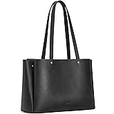S-ZONE Genuine Leather Tote Bag for Women Work Large Shoulder Handbag with Zipper Compartment for Travel Professional