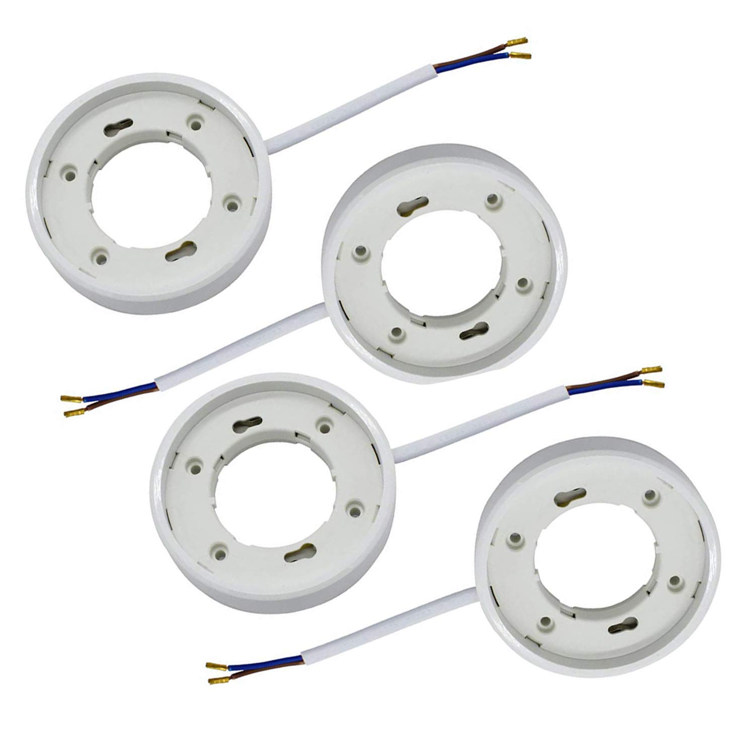 GX53 Base Lamp Holder Connector Surface Fitting Socket for Gx53 LED Lamps and CFL Bulbs with 10 cm Wire (4-Pack)