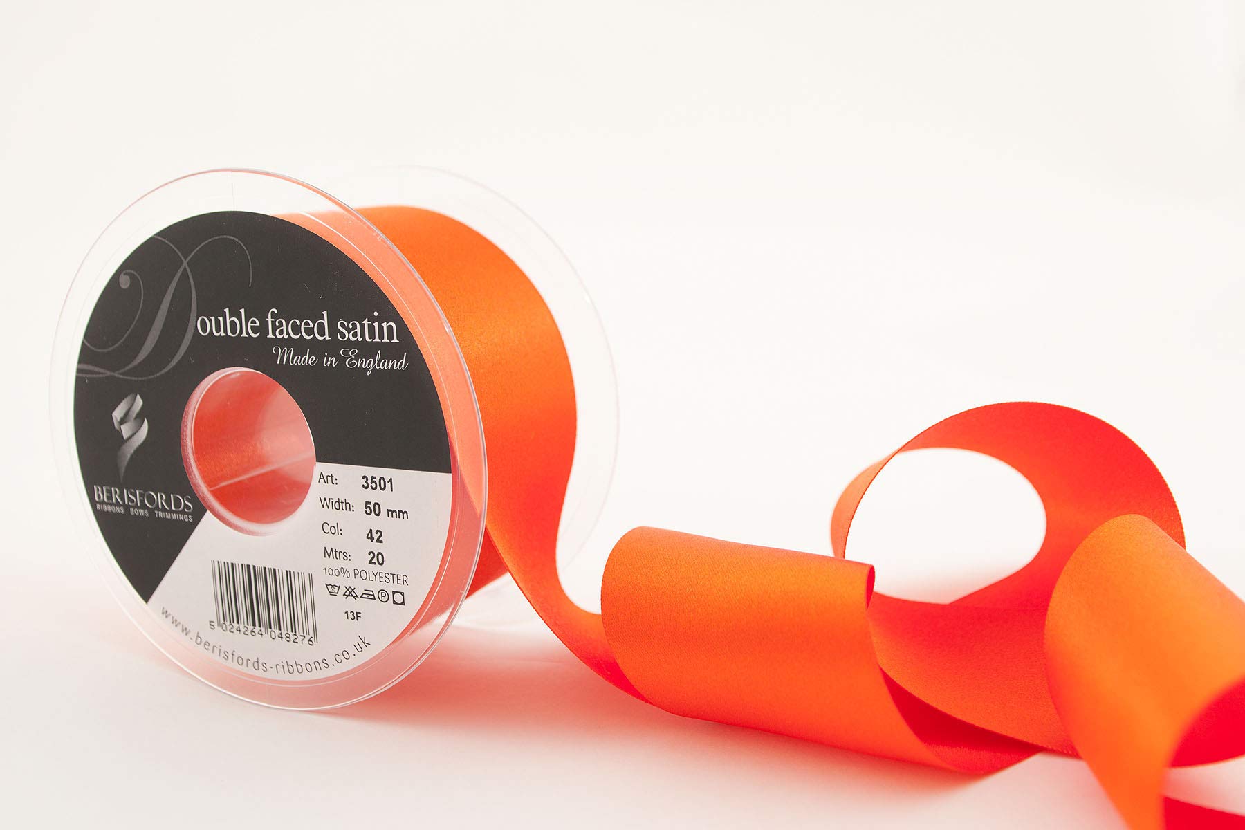 Berisfords 3501 Double Satin Ribbon, Orange Delight, 50 mm โ image 1