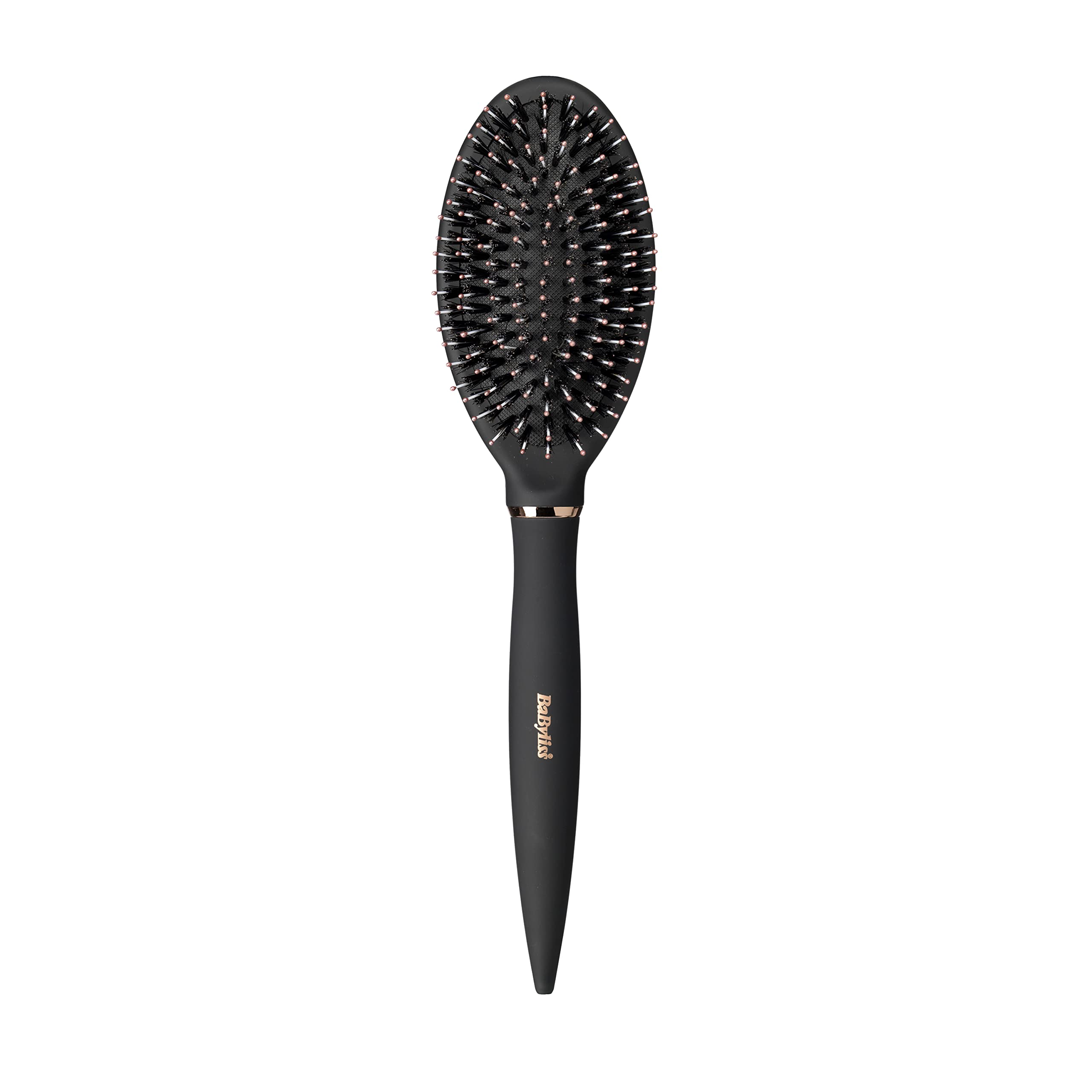 BaByliss Styling Smoothing Hair Brush, Nylon and Boar Bristle Hair Brush, Sleek and Shiny Finish, Black