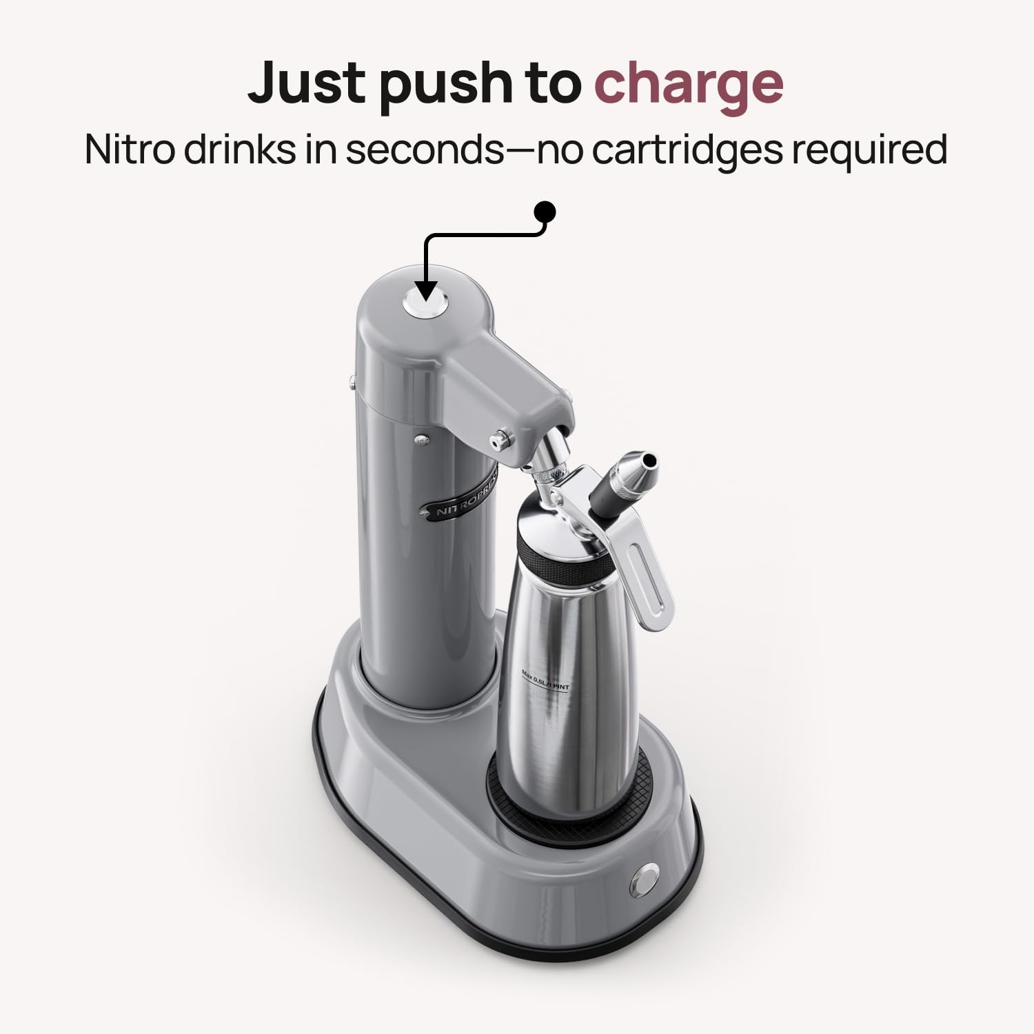 NitroPress DS – Electric Nitro Cold Brew Coffee & Cocktail Maker | Air-Powered Nitrogen Infuser for Smooth Nitro Drinks, Cocktails, Cold Brew & Tea at Home | No Gas Cartridges | Stainless Steel Design