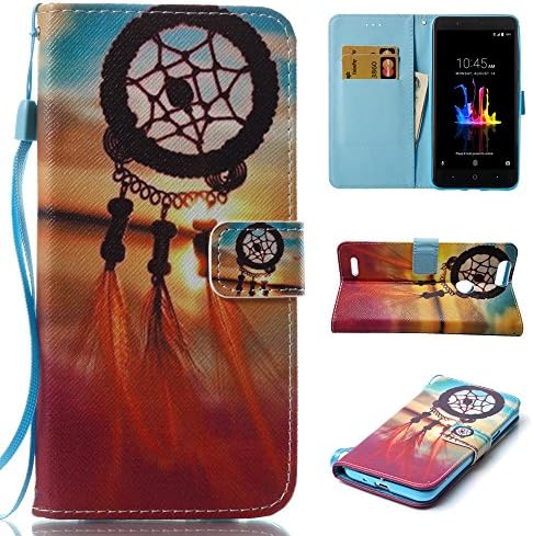 ZTE Sequoia Case, ZTE Blade Z MAX Case, XIEKE Wallet Folio PU Leather Flip Protective Case Cover with Card Holder and Wrist Strap for ZTE Z982 (Dream Catcher)