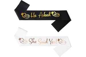 XLIUAX He Asked & She Said Yes Sashes Kit, Rose Gold Bride Sash, Gold Groom Sash, Funny Engagement Party Favors for Wedding Engagement Bachelorette Bridal Shower Party Decorations, Supplies, Ideas