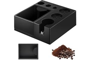 PUSEE Espresso Knock Box & Tamp Station, 9 in 1 Espresso Organizer, Fit 51,54,58MM Tamper, Distributor, Portafilter & Puck Screen Accessories, Detachable Knock Box