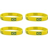 LLBFHH 4 Pcs Brazil Brazilians Country Flag Rubber Bracelets, National Flag Silicone Bracelet, Rubber Wristbands Patriotic Decorations Gift