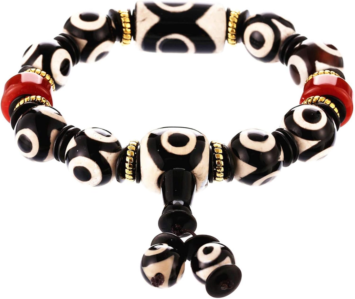 Feng Shui Bracelet For Women Men Fengshui Protective Black White Combination Tibetan Dzi Beads Bracelet Amulet Bangle Attract Good Luck Happiness Wealth: Jewelry