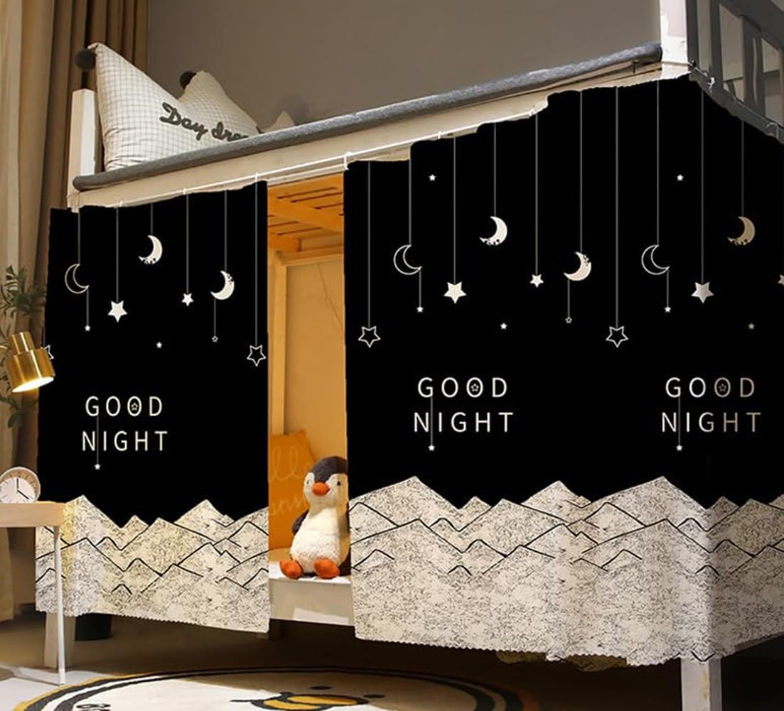 ITODA Bottom Bunk Bed Curtains Blackout Bed Drapes Single Bed Tent Curtain Dustproof Dormitory Bed Canopy Students Shading Bedding for Single Sleeper Loft Bed