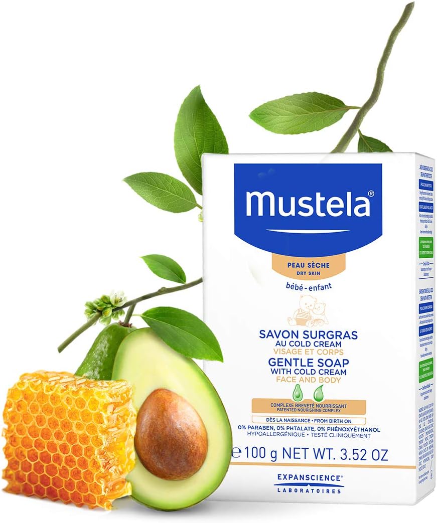 Mustela PS SAVON SURGRAS AU COLD CREAM 100 GR/PS OVERVETTE ZEEP MET COLD CREAM 100 GR, White