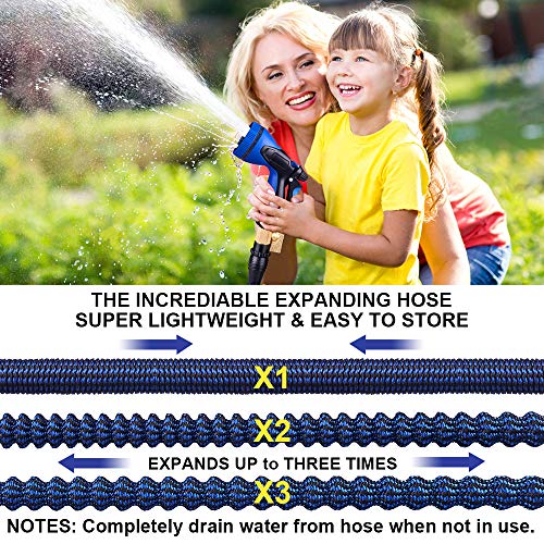 WOVUU Garden Hose Expandable 100FT,Flexible Durable Water Hose with 10 Spray Hose Nozzle/Self-Locking Leakproof Self-installion/Lightweight No-Kink/3750D Fabric/3-Layers Latex/3/4 Solid Brass - Thumbnail 5