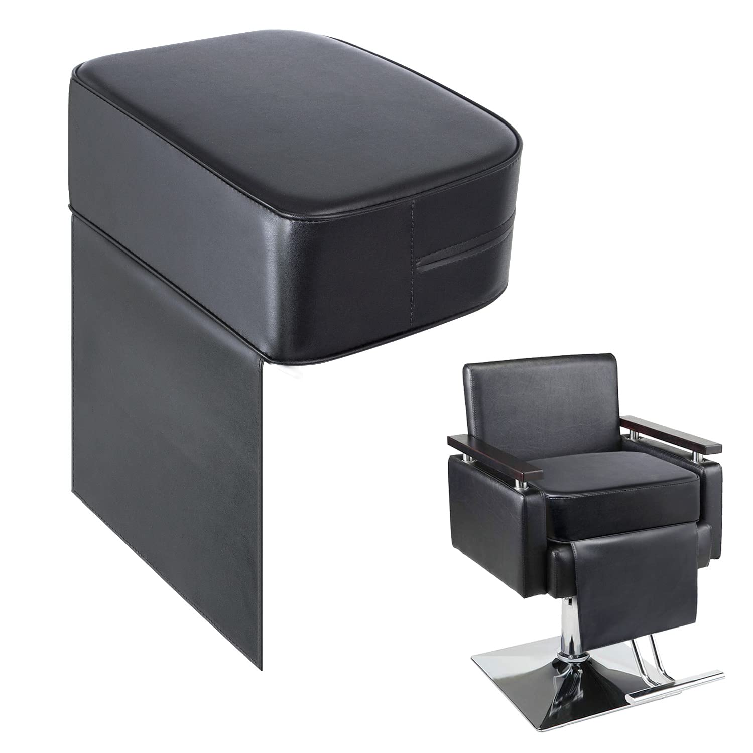 Photo 1 of YOSHIKO Salon Booster Seat Cushion for Hair Cutting Salon Leather Pads, Boat Booster seat Cushion, Styling Chair Seat Booster, Barber Beauty Salon Spa Equipment Black