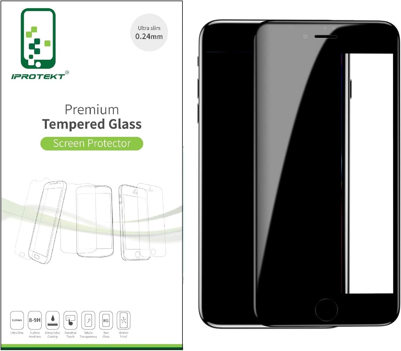 iProtekt Curved, [9H], Case Friendly, Face ID Compatible, Tempered Glass for Apple iPhone 7/8 [4.7"] with Edge to Edge…