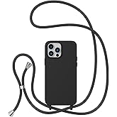 ZTOFERA Crossbody Case for iPhone 14 Pro with Lanyard Strap Adjustable Rope Liquid Silicone Soft Cover for iPhone 14 Pro 6.1 inch-Black