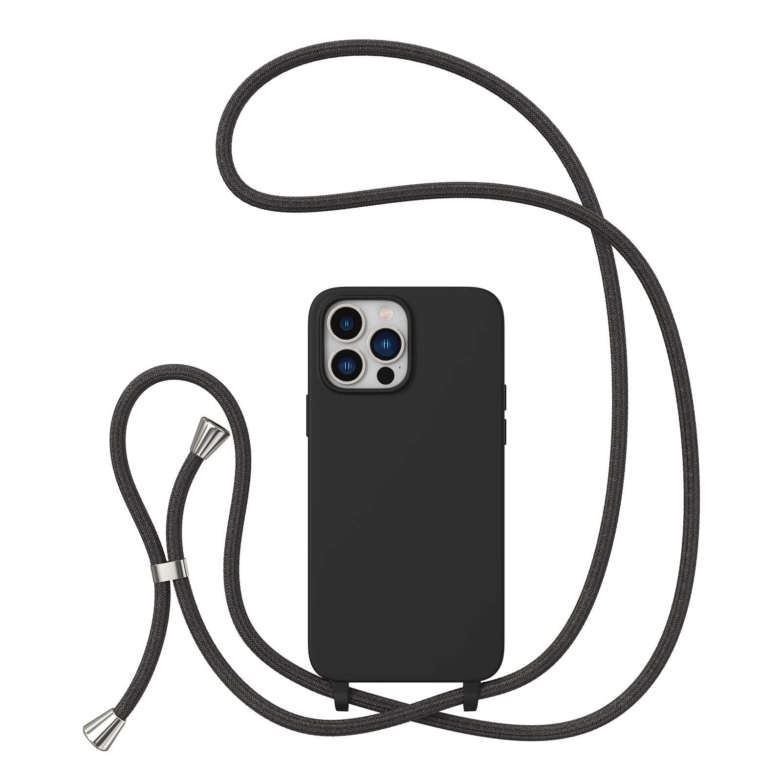 Photo 1 of ZTOFERA Crossbody Case for iPhone 15 Pro Max with Lanyard Strap Adjustable Rope, Liquid Silicone Soft Cover for iPhone 15 Pro Max 6.7 inch-Black