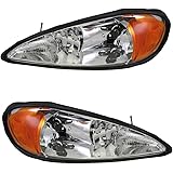 Headlights Headlamps Left & Right Pair Set for 99-05 Pontiac Grand Am