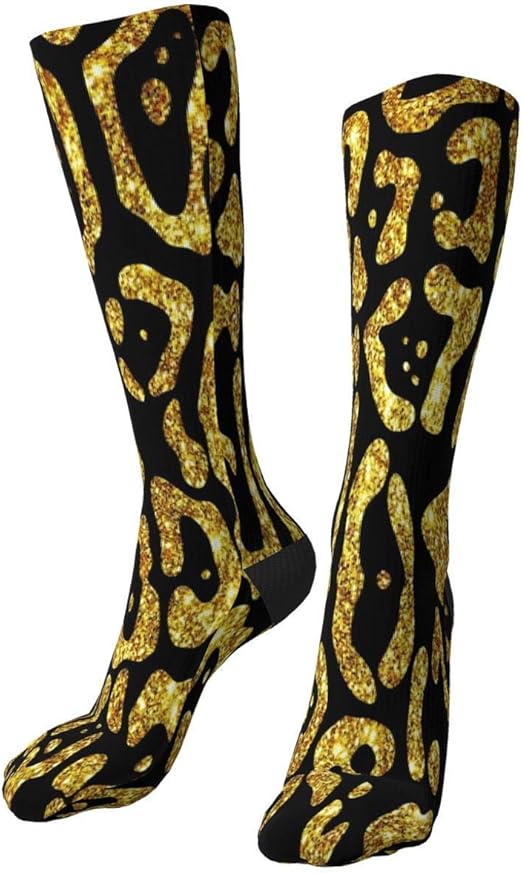 Novelty Crew Socks Glitter Gold Skin Soft Dress Mid Socks Casual