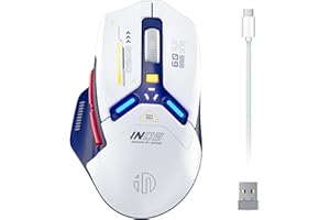 INPHIC IN9 Wireless Gaming Mouse, True Tri-Mode Bluetooth/Type-C Wired/2.4G Wireless Connection, 10000 DPl, Fully Programmable, RGB Backlit, for Laptop PC Mac