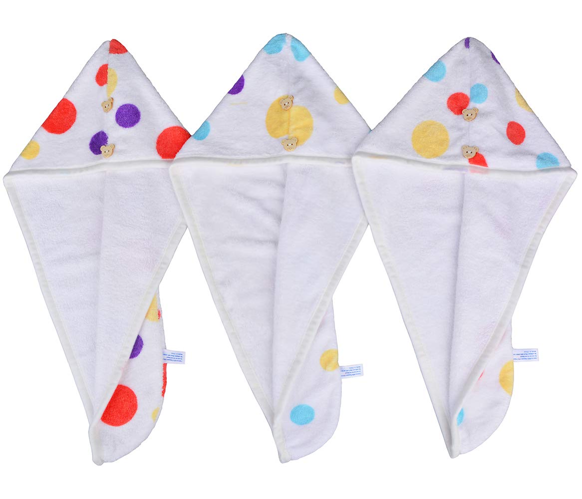 HOPESHINE Microfiber Hair Towel Wrap Small Size for Little Girl 3-Pack Super Absorbent Magic Instant Hair Drying Towels (StampR 3-Pack): Home & Kitchen