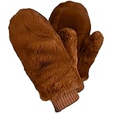 C.C Women's Faux Fur Wrist Length Fingerless Sherpa Lined Convertible Mittens Gloves