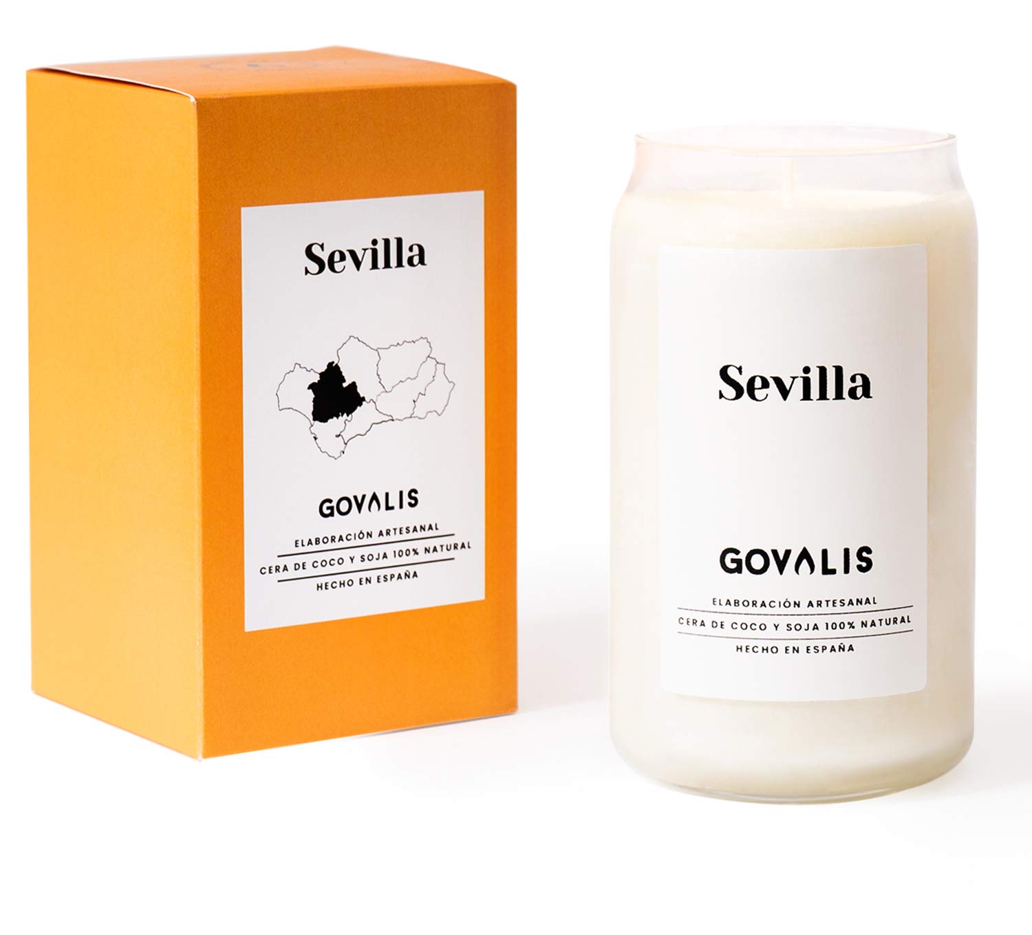 Sevilla Scented Candle | 100% Natural Soy Wax | 100 Hours, Large Scented Candle in Glass, Souvenirs of Seville, Fragrance Orange Blossom Jasmine, Original Gifts Friends, Decoration, Yoga, Bedroom,