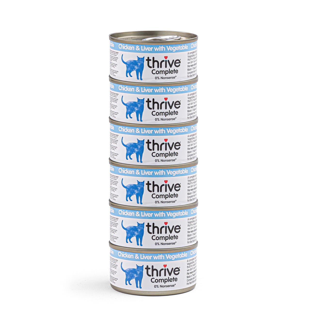 Thrive Wet Cat Food Chicken & Liver with Vegetables Complete Food for Adult & Senior Cats Nutritious Gourmet Quality Cat Food Tins 75g 6pk.