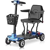 Mobility Scooter for Adults, Seniors - 37.5 lbs Ultra Lightweight Folding Mobility Scooters for Seniors Airport Approved, All Terrain 4 Wheel Motorized Scooter for Travel, 275 lbs Capacity, Blue