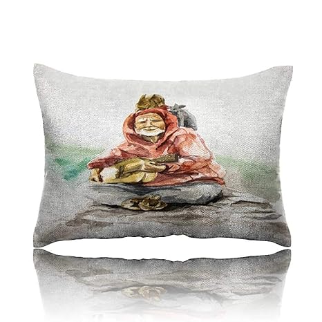 Body Pillow Old Smiling Bard Playing On Guitar Andsittng On