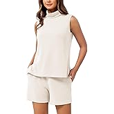ODODOS Modal Soft Mock Neck Tank Tops for Women Sleeveless Sweater Vest Casual Turtleneck Pullover Top