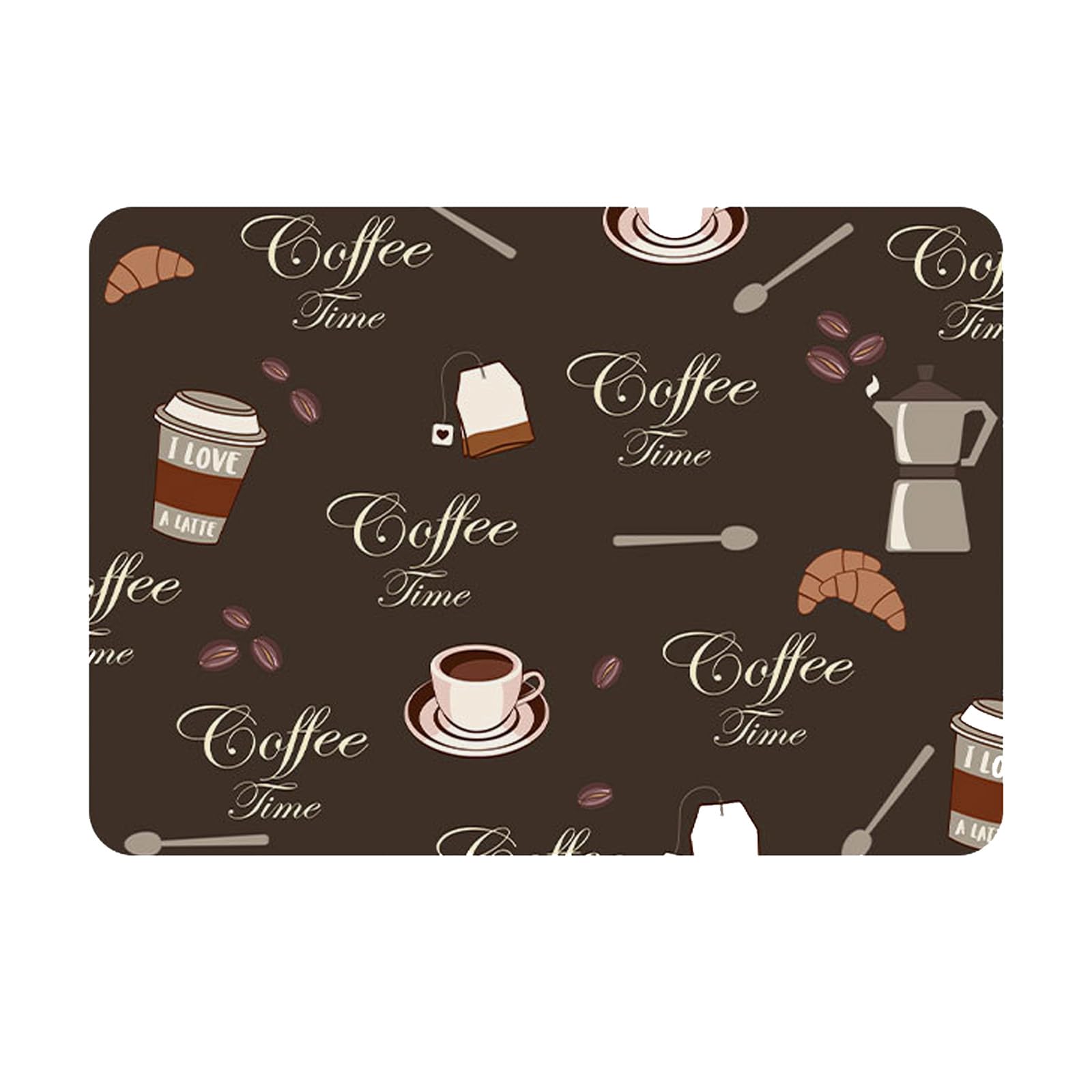 Eowppue Coffee-Design Draining Mat, 16''x 12'' Soft Silica Super Absorbent Quick-Dry Pad for Espresso Machines, Anti-Stain Bar Counter & Kitchen Dish Protector - Stylish Coffee Print