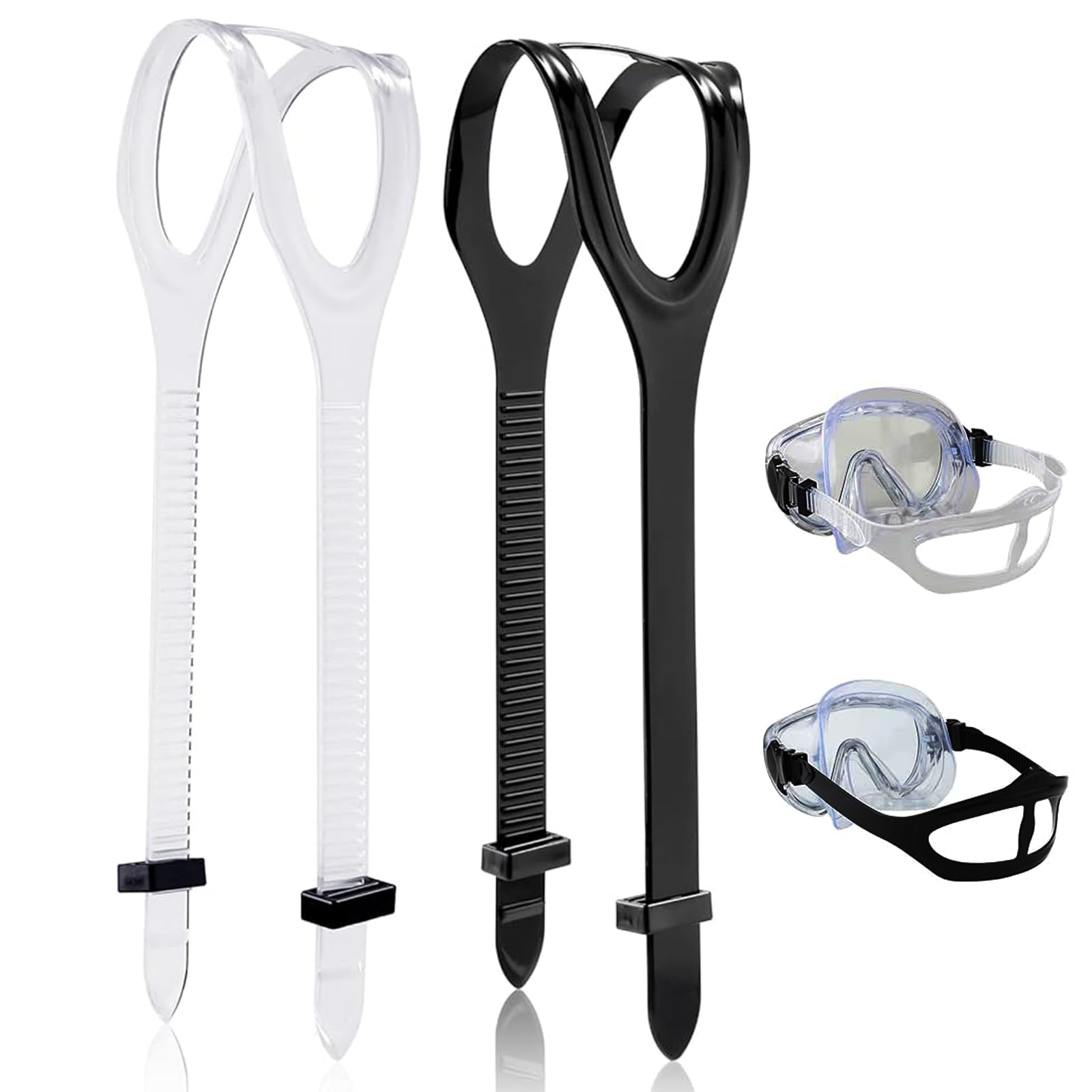 2 Pcs Silicone Dive Mask Strap - Universal Swimming Goggles Head Band Parts and Accessories for Diving, Swim, Snorkel Outdoor Sports