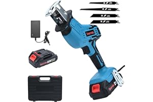 21v Cordless Reciprocating Saw, 2.0 Ah Battery Operated Reciprocating Saw With Charger,Hog Ring Anvil And 4 Pcs Blades For Wood Pvc Pipe Tree Cutting By SHINTYOOL