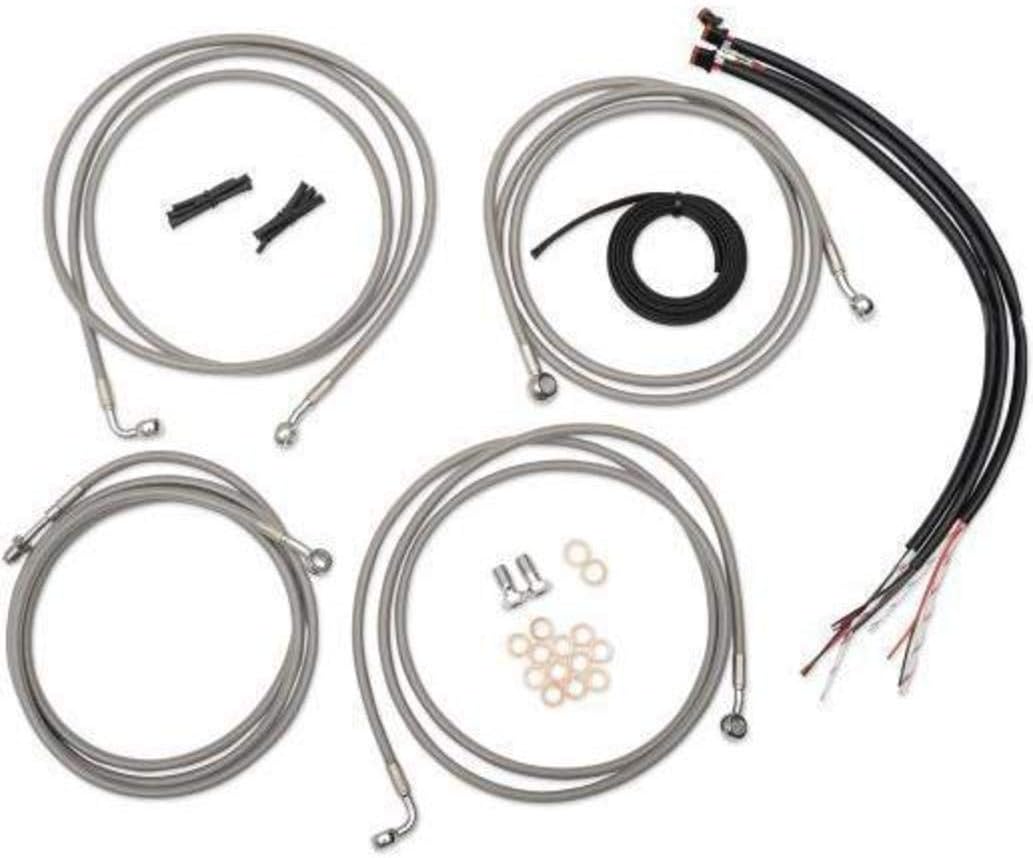 LA Choppers Stainless Complete Cable/Line/Wiring Handlebar Kit for 18"-20" Bars on Models without ABS LA-8220KT2-19