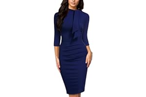 Miusol Women's Retro Half Collar Ruffle 2/3 Sleeve Cocktail Pencil Dress