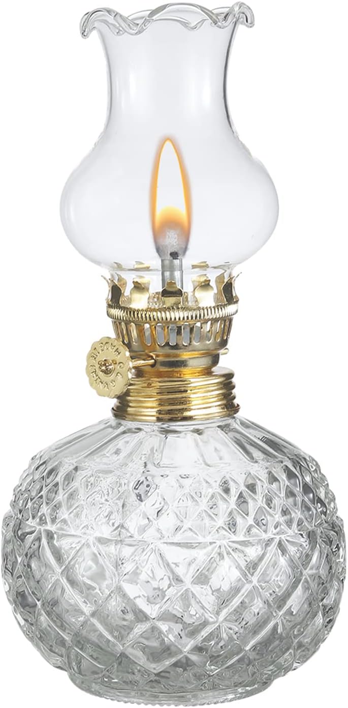 Oil Lamps & Accessories - Spherical Classic Oil Lamp with Clear Glass Lampshade Adjustable Switch Kerosene Lamp Oil Lantern 7.08in Height