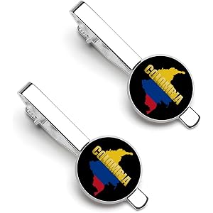 Colombia Flag Map Tie Clips for Men Unique Ties Bar Clip for Wedding Anniversary Business Gift