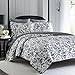 Laura Ashley - Twin Quilt Set, Soft Cotton Bedding with Reversible Design, Medium Weight for Year Round Use, 2 Piece Bed Set with Matching Pillowcase (Amberley Black/White)