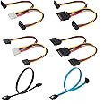 findTop Set of 6, SATA Power Splitter Cord and SATA III Cable 6.0 Gbps, Straight and 90 Degree SATA 3.0 Cable, SATA 15 Pin Male to 2xSATA 15 Pin Power Splitter Cable