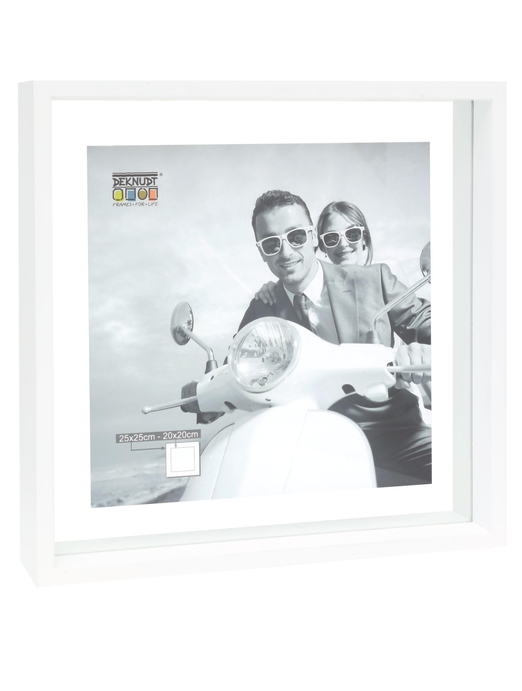 Deknudt Frames S68SK1_25.0x25.0 Wooden Photo Frame 20 x 20 cm 18 x 18 cm 15 x 15 cm 13 x 13 cm 10 x 10 cm White