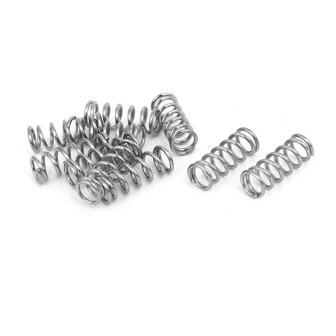 sourcingmap 0.8mmx6mmx15mm 304 Stainless Steel Compression Springs Silver Tone 10pcs