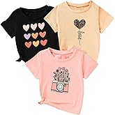 SOLY HUX Toddler Girl's Graphic tees Short Sleeve Crew Neck t Shirt Casual Summer tee Tops 4 Piece Set