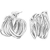 C.SEIZE 18K Gold Plated Hoop Earrings for Women, Knot Trendy Twist Ropes Baroque Gold Hoop Earrings, Dainty Chunky Open Hoop Gold Earrings, 925 Sterling Silver Post Earrings, Women Jewelry Gifts