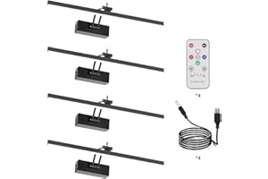PIZHLO 4 Pack Battery Picture Lights, 5200mAh Rechargeable Picture Lights with Remote Timer & Dimmable, CRI95+ 16" Adjustable Art Light for Paintings Display, Frame, Gallery, Wall Art Accent Light, Black