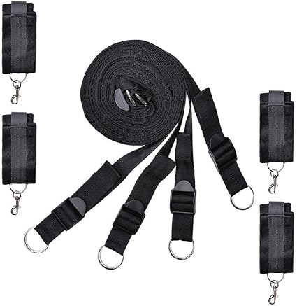 Amazon Com Medical Grade Under The Bed Restraint Straps Adjustable Kits With Cuffs For Ankles And Wrists Fits Almost Any Size Mattress Superior Nylon Black Health Personal Care