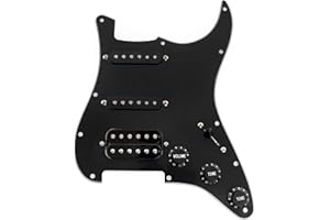 Musiclily Pro-SE ST-HSS-60SE Pre-wired Pickguard with Alnico 5 Pickups 5-Way Switch for Strat Style Electric Guitar, 3Ply Black