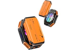 ACEDAYS Magnetic Phone Cooler with Rechargeable Battery,Phone Cooling Fan with RGB LED Semiconductor Cooling, Phone Radiator with Temperature Display for Mobile Gaming,Tiktok Live Streaming（Orange）