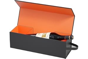 ROSTELACK Wine Gift Box 12.8 x 3.8 x 3.8 in,Bottle Gifts Boxe For Liquor Presents,For Wines and Champagne,Magnetic Collapsible Gift Boxes Wine Bottle Gifts Packaging for Weddings,Anniversaries, Parties (Gold)